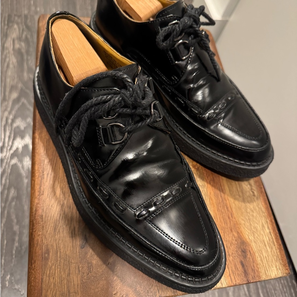 Men's Black Leather Platform Shoes